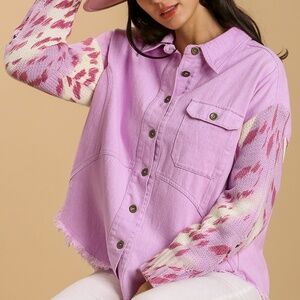 NWT Umgee Lilac Denim Mixed Media Jacket | Boho Shacket